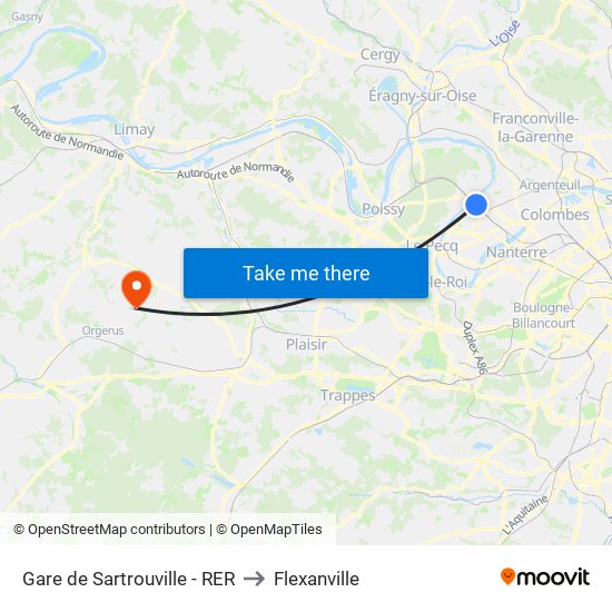 Gare de Sartrouville - RER to Flexanville map