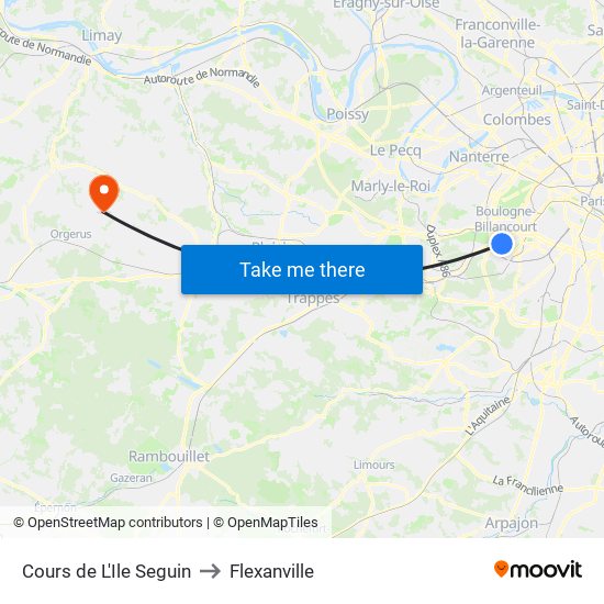 Cours de L'Ile Seguin to Flexanville map