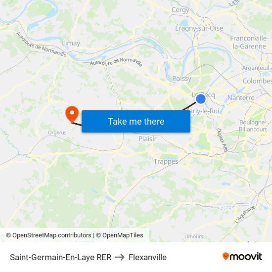 Saint-Germain-En-Laye RER to Flexanville map