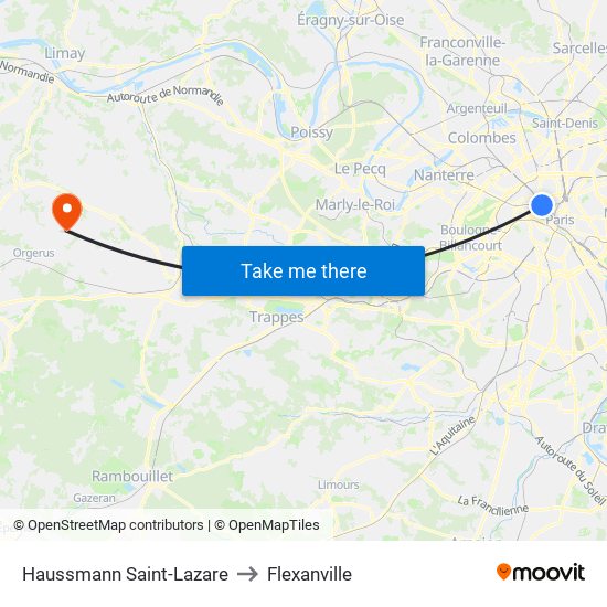 Haussmann Saint-Lazare to Flexanville map