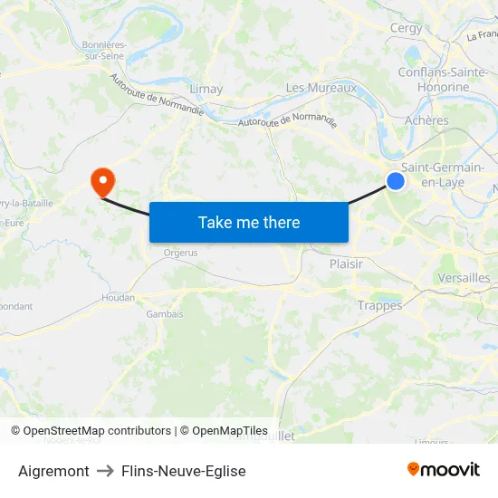 Aigremont to Flins-Neuve-Eglise map