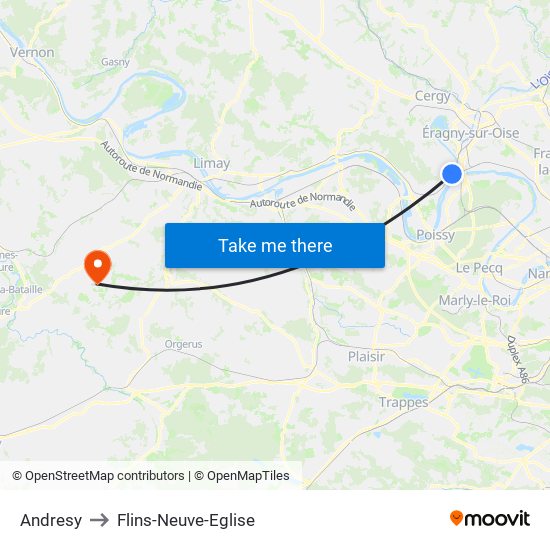 Andresy to Flins-Neuve-Eglise map