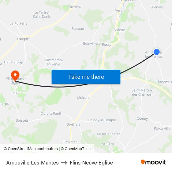 Arnouville-Les-Mantes to Flins-Neuve-Eglise map