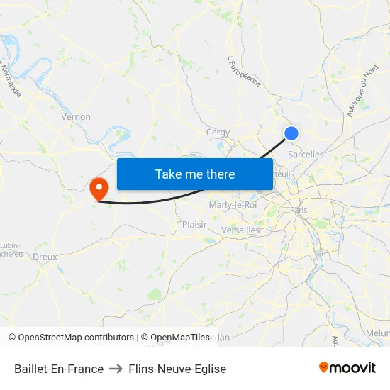 Baillet-En-France to Flins-Neuve-Eglise map