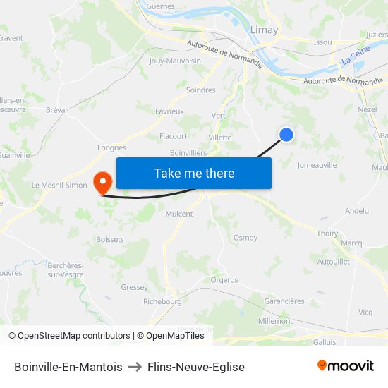 Boinville-En-Mantois to Flins-Neuve-Eglise map
