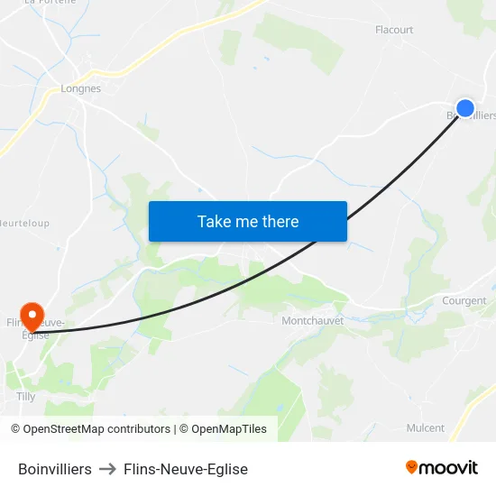Boinvilliers to Flins-Neuve-Eglise map