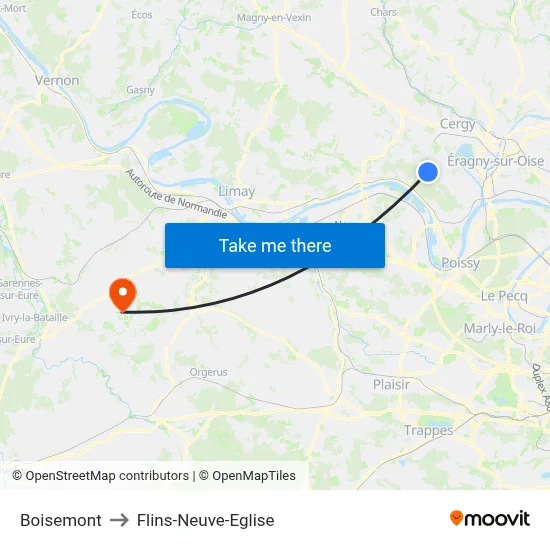 Boisemont to Flins-Neuve-Eglise map