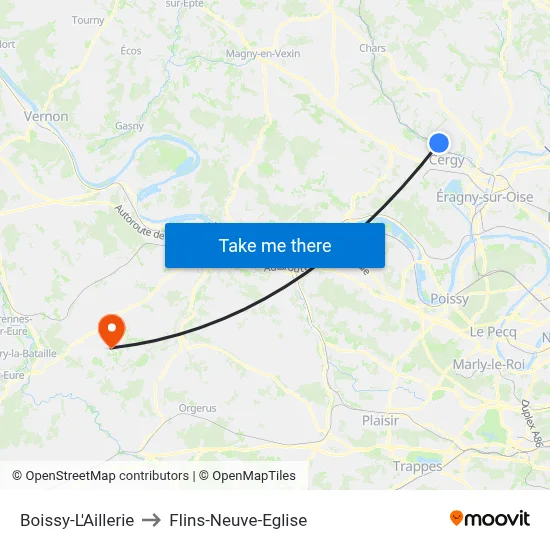 Boissy-L'Aillerie to Flins-Neuve-Eglise map