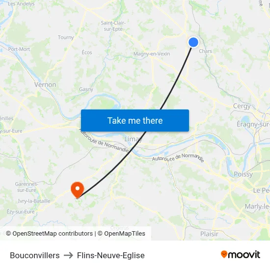 Bouconvillers to Flins-Neuve-Eglise map