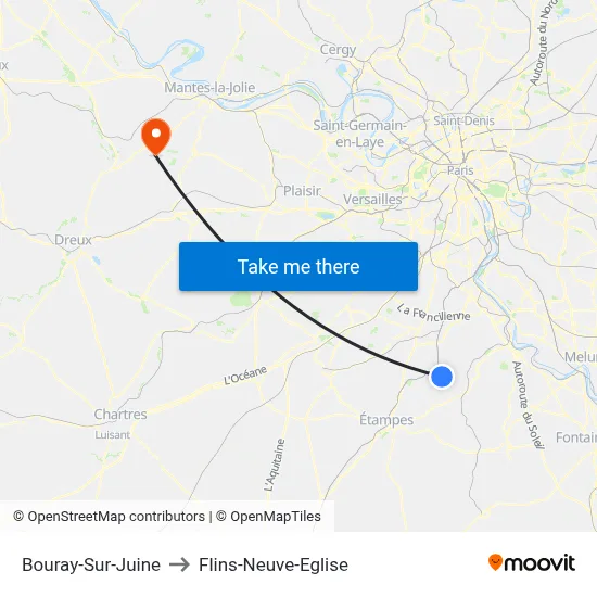 Bouray-Sur-Juine to Flins-Neuve-Eglise map