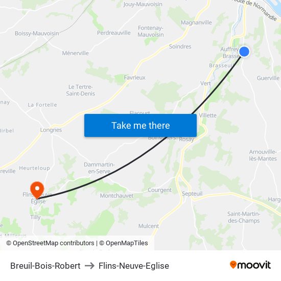 Breuil-Bois-Robert to Flins-Neuve-Eglise map