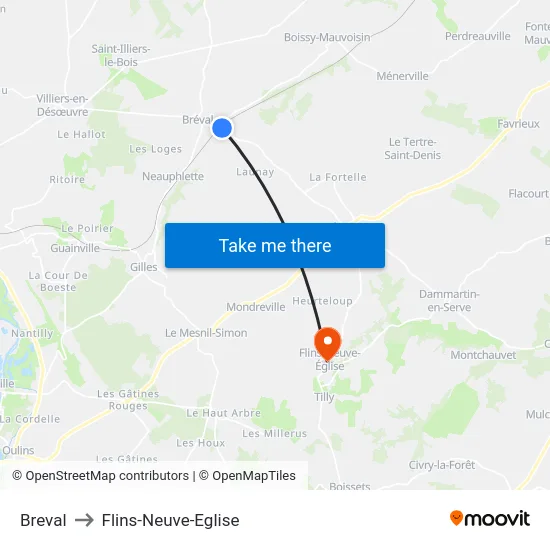 Breval to Flins-Neuve-Eglise map