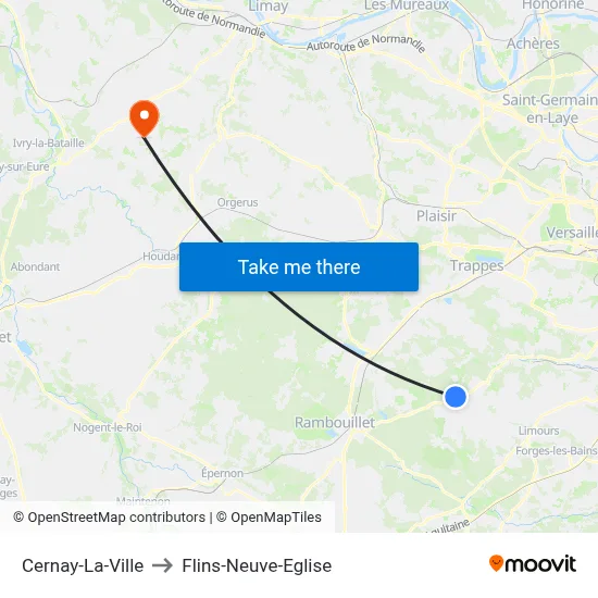 Cernay-La-Ville to Flins-Neuve-Eglise map