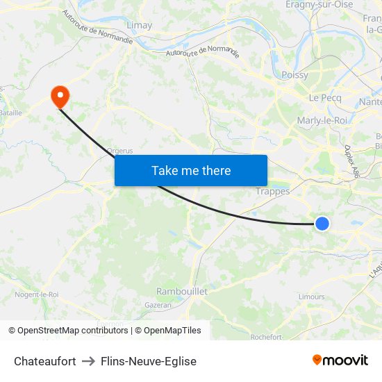 Chateaufort to Flins-Neuve-Eglise map