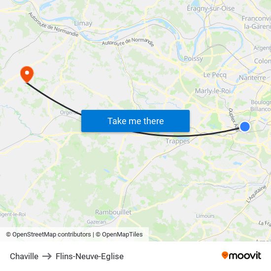 Chaville to Flins-Neuve-Eglise map