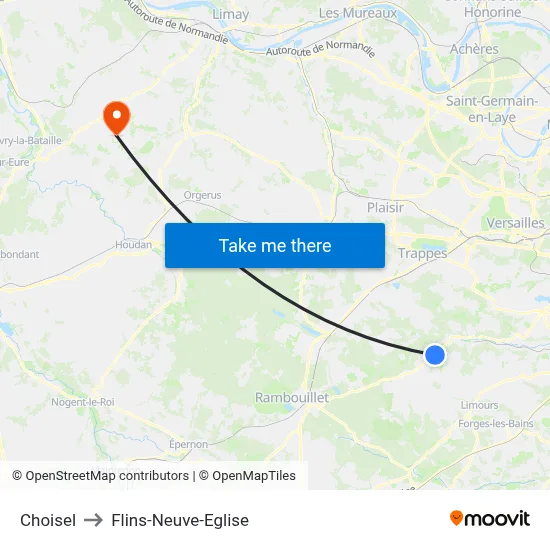 Choisel to Flins-Neuve-Eglise map