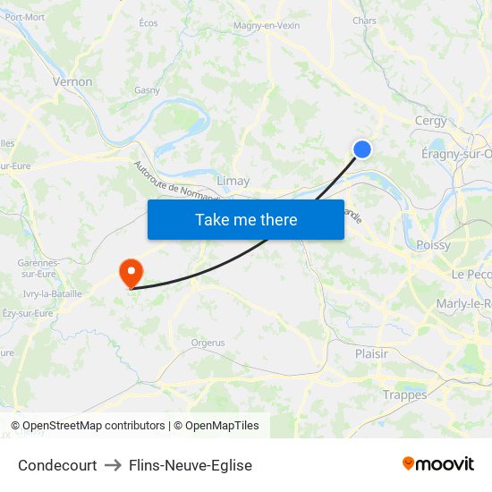 Condecourt to Flins-Neuve-Eglise map