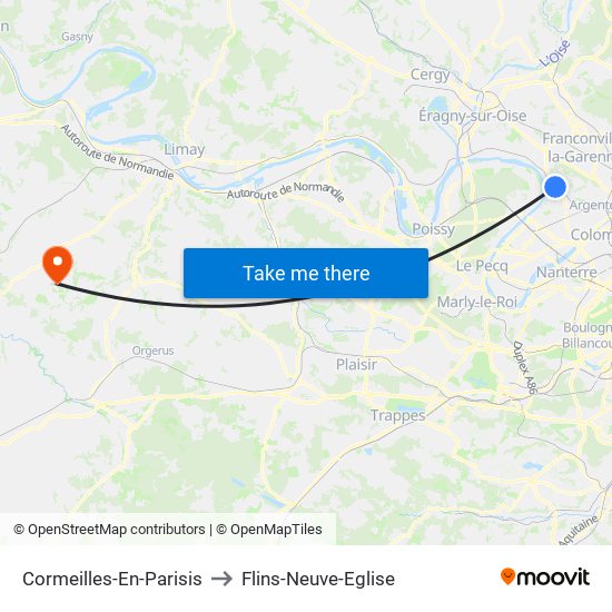 Cormeilles-En-Parisis to Flins-Neuve-Eglise map