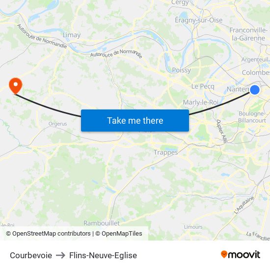 Courbevoie to Flins-Neuve-Eglise map