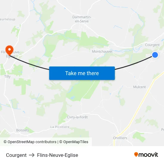 Courgent to Flins-Neuve-Eglise map