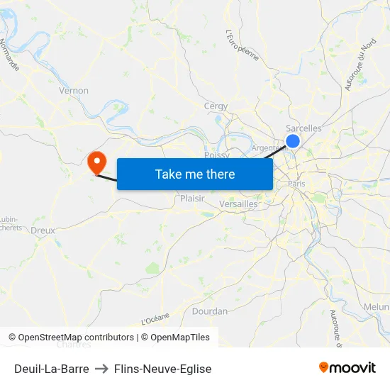 Deuil-La-Barre to Flins-Neuve-Eglise map