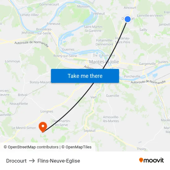 Drocourt to Flins-Neuve-Eglise map
