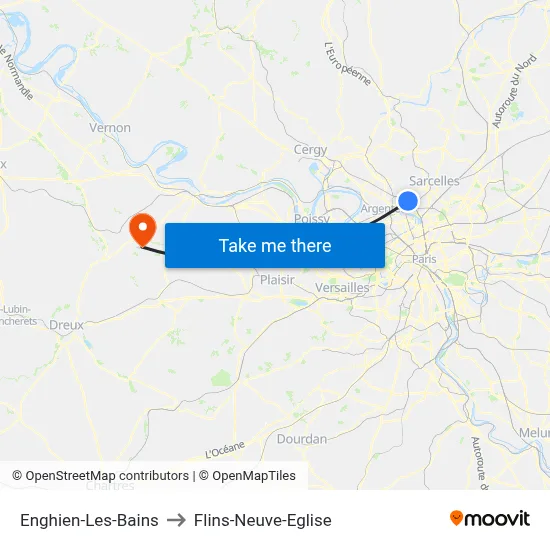 Enghien-Les-Bains to Flins-Neuve-Eglise map