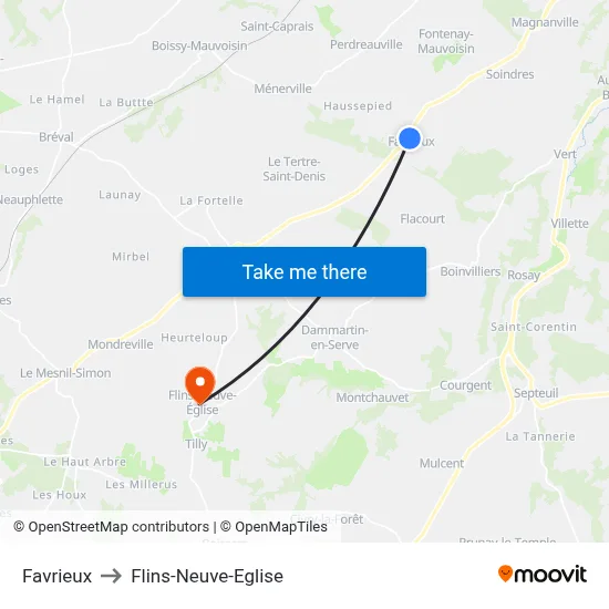 Favrieux to Flins-Neuve-Eglise map