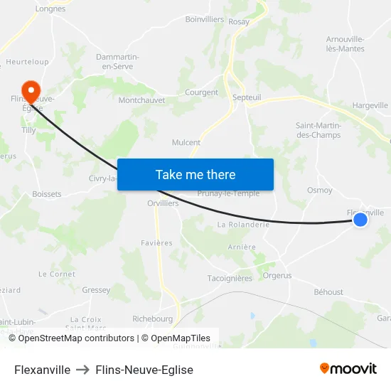 Flexanville to Flins-Neuve-Eglise map