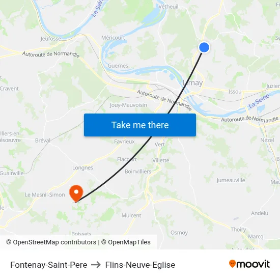 Fontenay-Saint-Pere to Flins-Neuve-Eglise map
