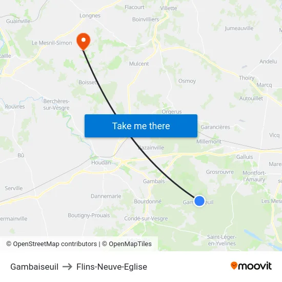 Gambaiseuil to Flins-Neuve-Eglise map