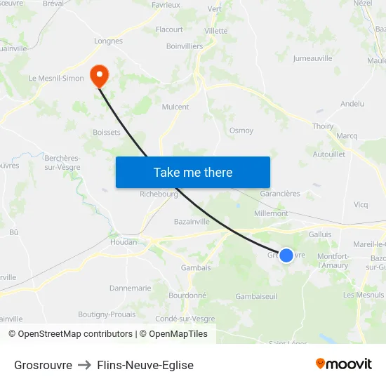 Grosrouvre to Flins-Neuve-Eglise map