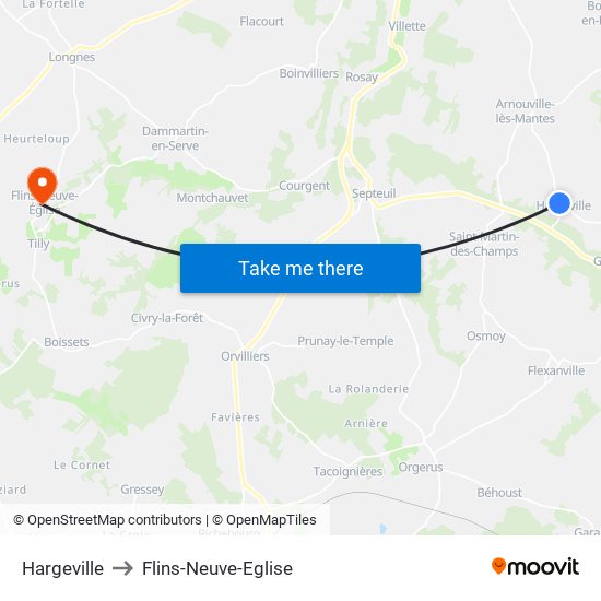 Hargeville to Flins-Neuve-Eglise map