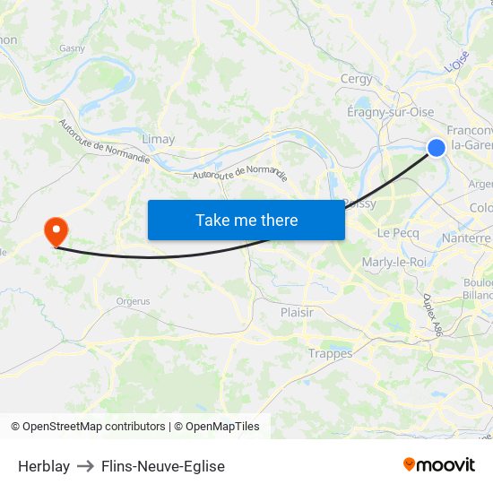 Herblay to Flins-Neuve-Eglise map