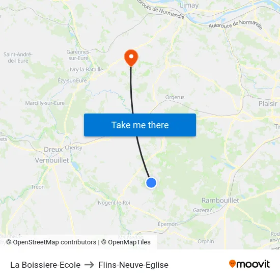 La Boissiere-Ecole to Flins-Neuve-Eglise map