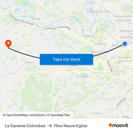 La Garenne-Colombes to Flins-Neuve-Eglise map