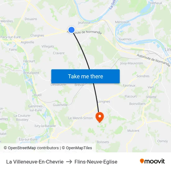 La Villeneuve-En-Chevrie to Flins-Neuve-Eglise map