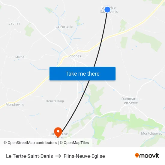 Le Tertre-Saint-Denis to Flins-Neuve-Eglise map