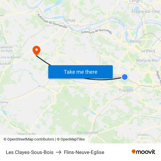 Les Clayes-Sous-Bois to Flins-Neuve-Eglise map