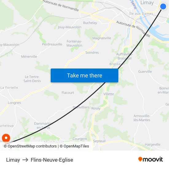 Limay to Flins-Neuve-Eglise map