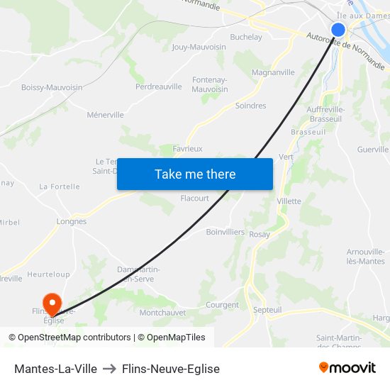 Mantes-La-Ville to Flins-Neuve-Eglise map