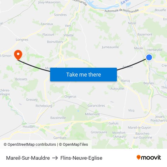Mareil-Sur-Mauldre to Flins-Neuve-Eglise map