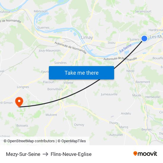 Mezy-Sur-Seine to Flins-Neuve-Eglise map