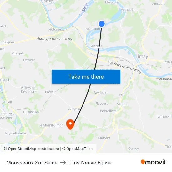 Mousseaux-Sur-Seine to Flins-Neuve-Eglise map
