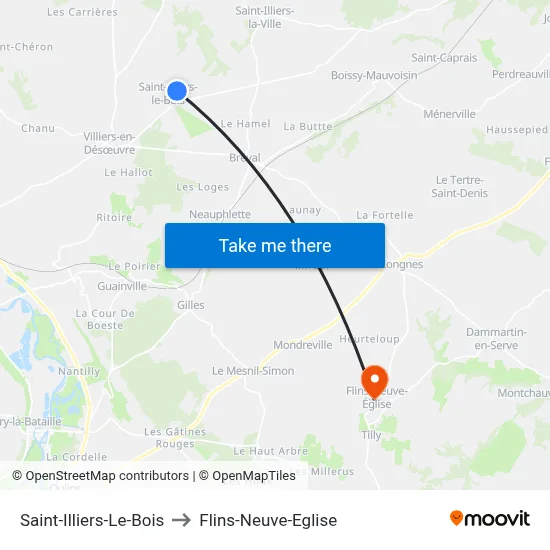 Saint-Illiers-Le-Bois to Flins-Neuve-Eglise map