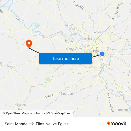 Saint-Mande to Flins-Neuve-Eglise map