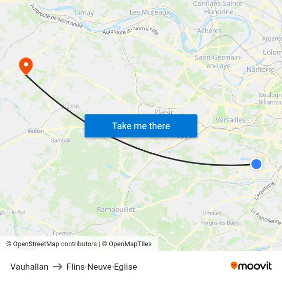 Vauhallan to Flins-Neuve-Eglise map