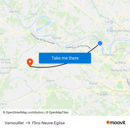 Vernouillet to Flins-Neuve-Eglise map