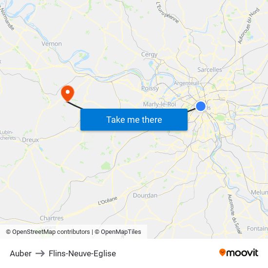 Auber to Flins-Neuve-Eglise map