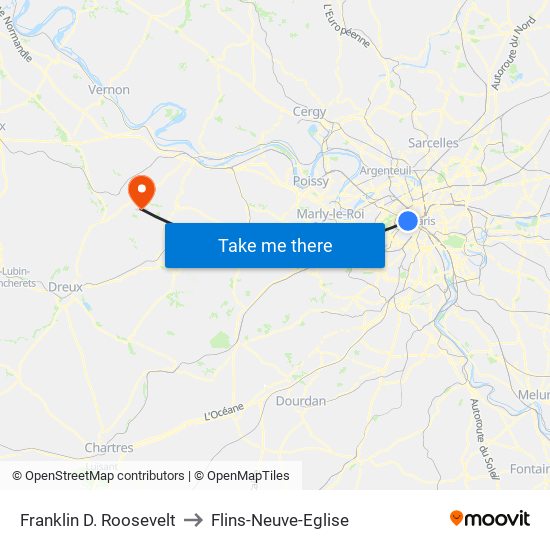 Franklin D. Roosevelt to Flins-Neuve-Eglise map